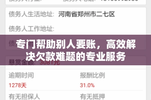 专门帮助别人要账，高效解决欠款难题的专业服务