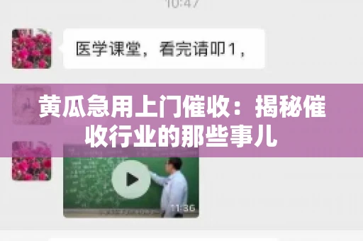 黄瓜急用上门催收：揭秘催收行业的那些事儿